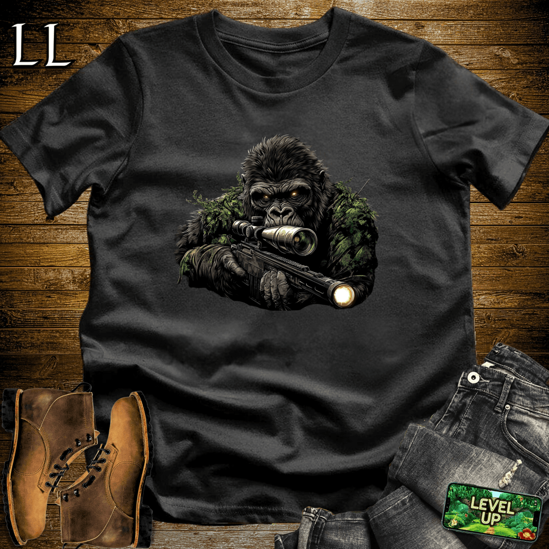 Sniper Gorilla Black | Tactical Warrior Tee