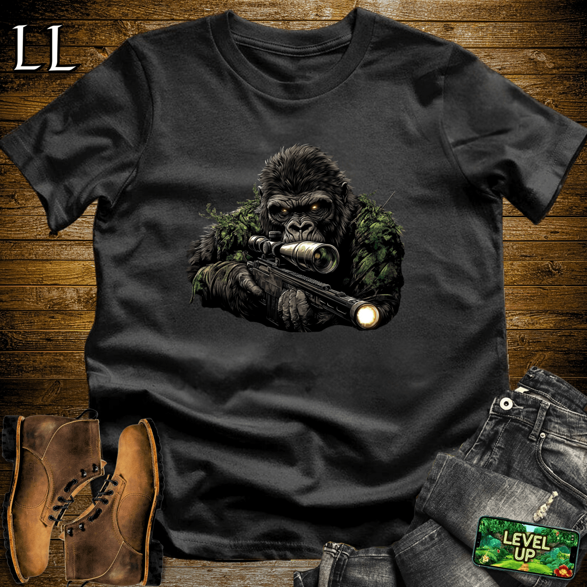 Sniper Gorilla Softstyle Tee - Black - LegacyLayers