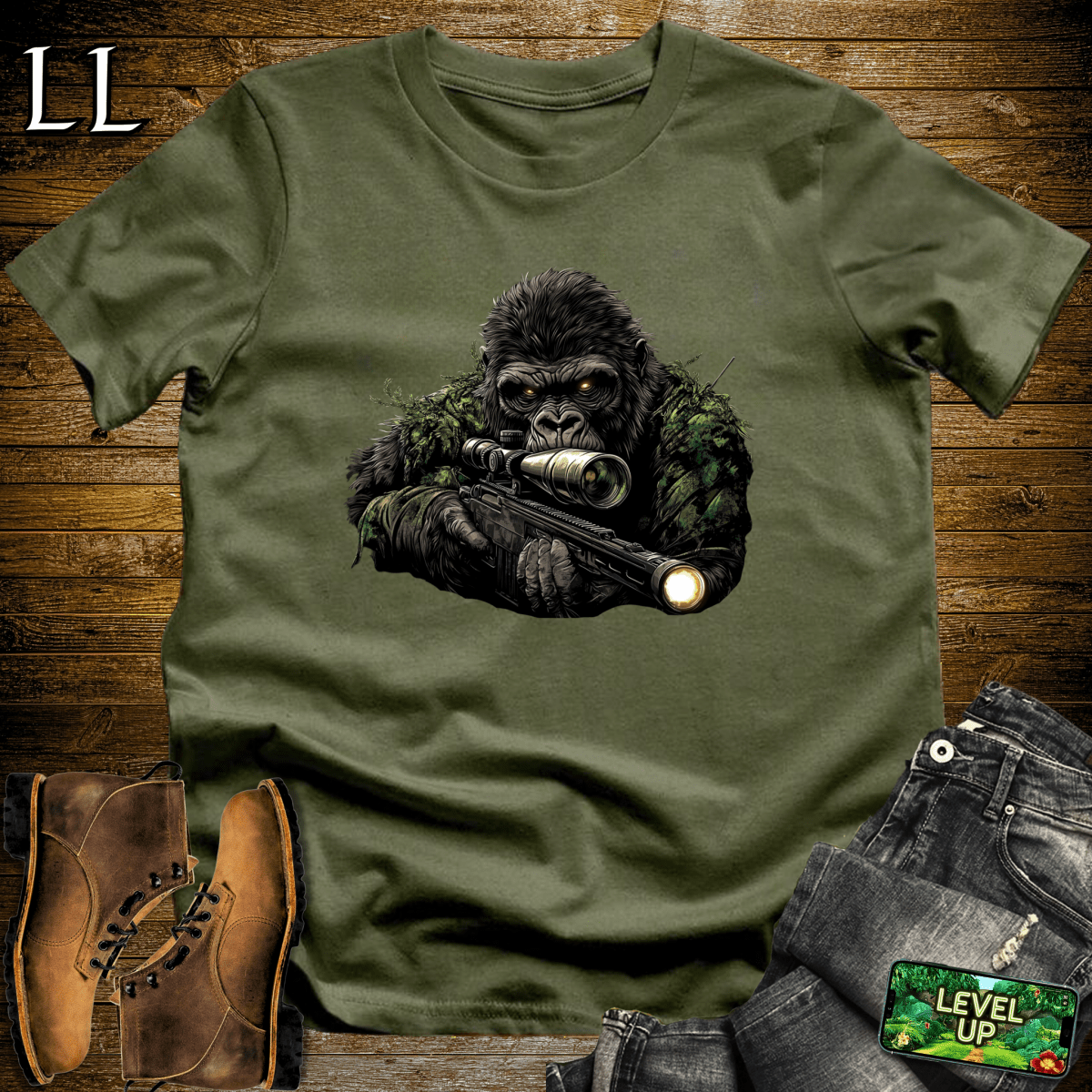 Sniper Gorilla Softstyle Tee - Military Green - LegacyLayers