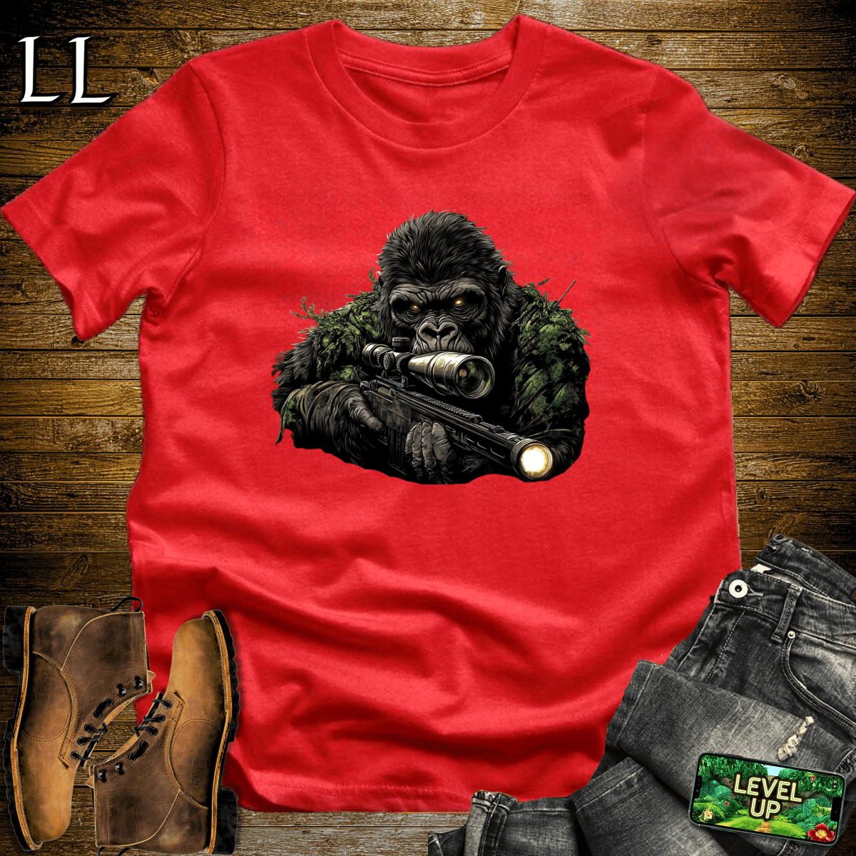 Sniper Gorilla Softstyle Tee - Red - LegacyLayers