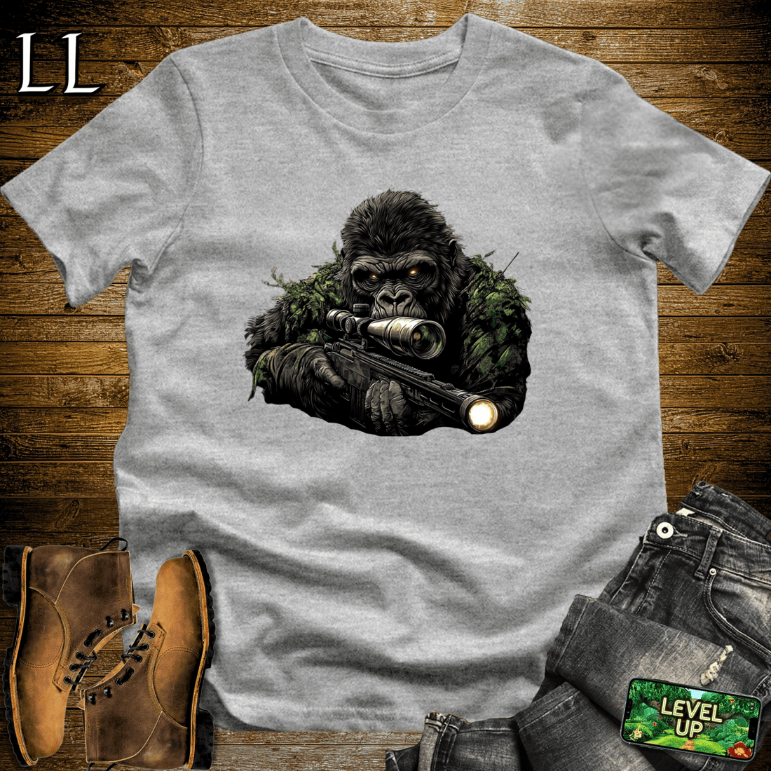 Sniper Gorilla Sport Grey | Tactical Warrior Tee