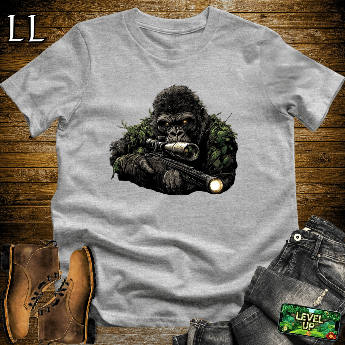 Sniper Gorilla Softstyle Tee - Sport Grey - LegacyLayers