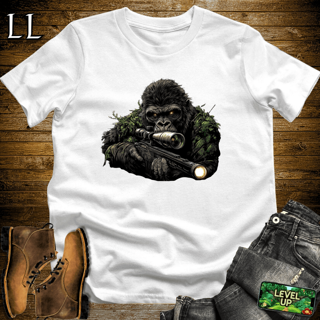 Sniper Gorilla White | Tactical Warrior Tee