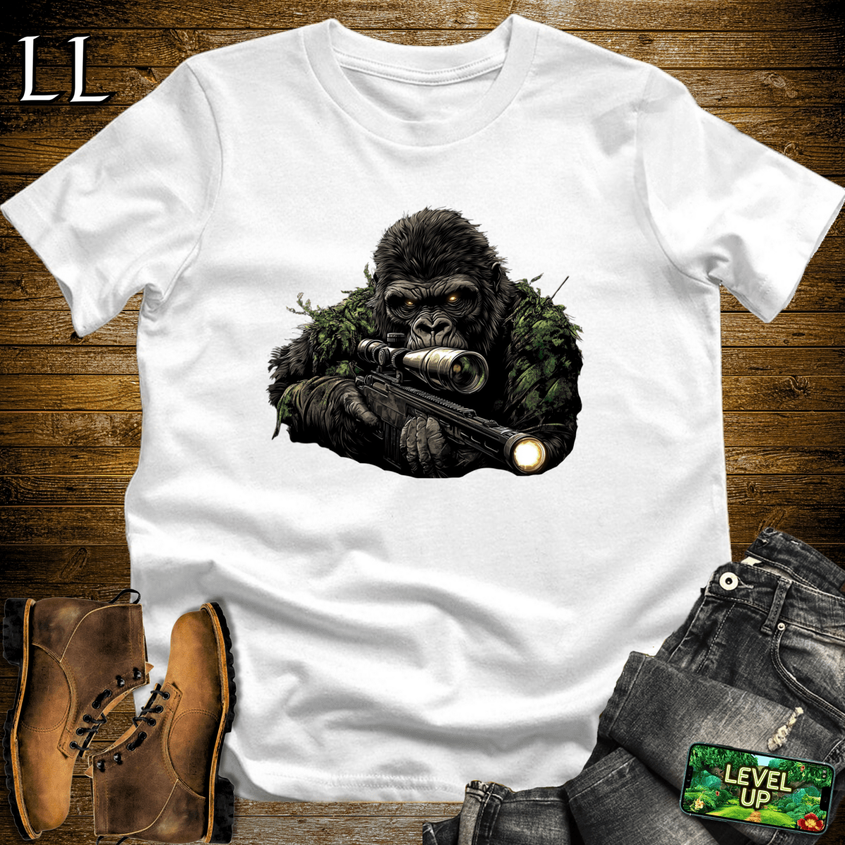 Sniper Gorilla Softstyle Tee - White - LegacyLayers