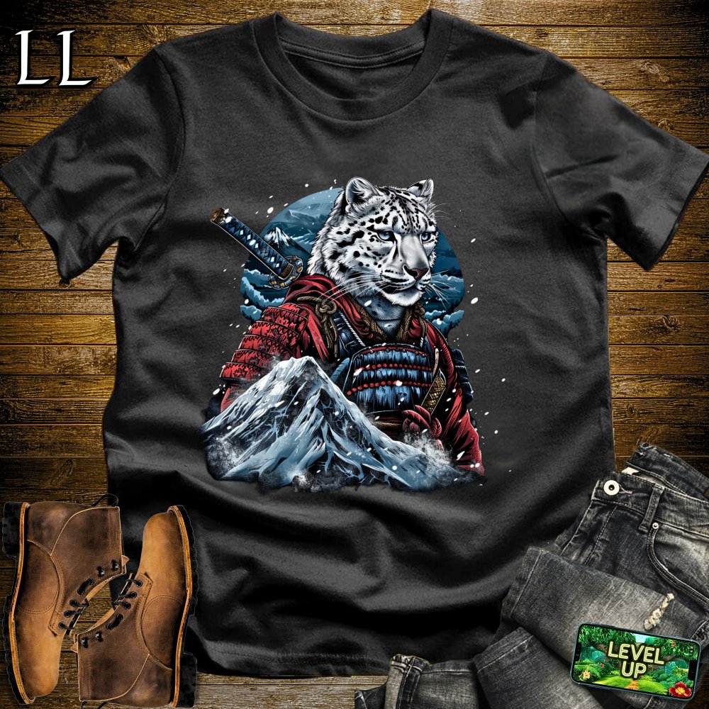 Snow Leopard Samurai Black | Mountain Warrior Tee