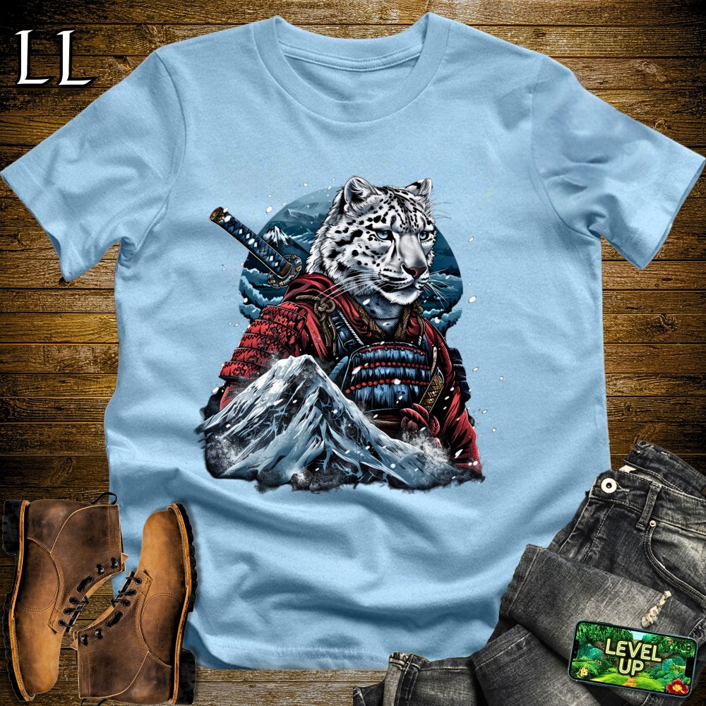 Snow Leopard Samurai Light Blue | Mountain Warrior Tee