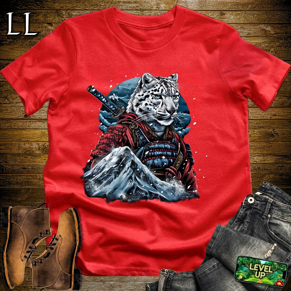 Snow Leopard Samurai Softstyle Tee - Red - LegacyLayers