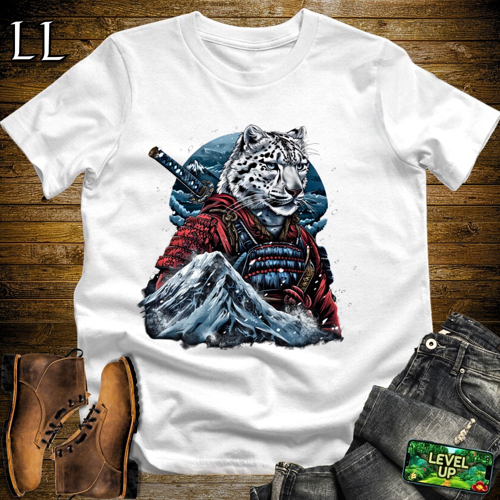 Snow Leopard Samurai Softstyle Tee - White - LegacyLayers