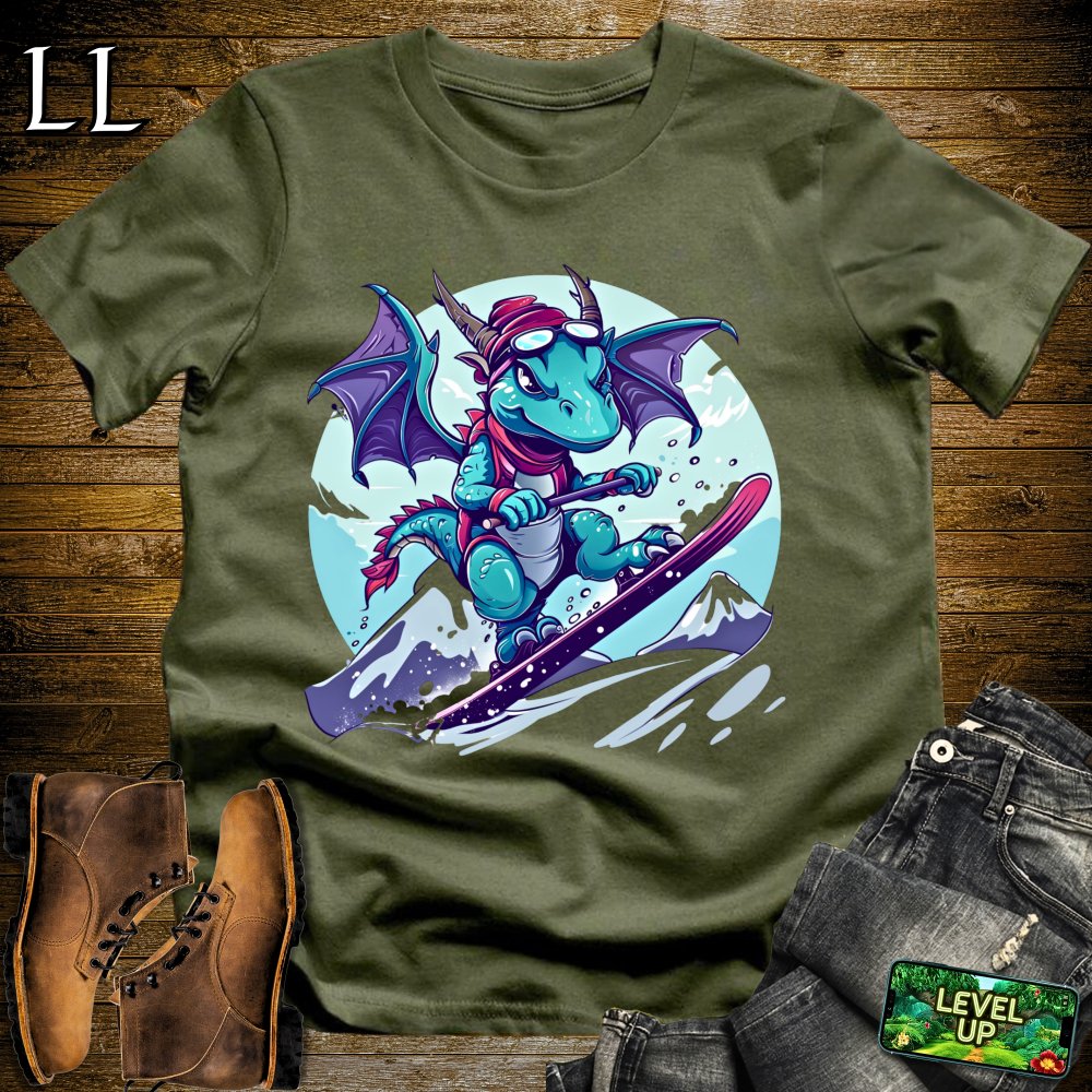 Snowboard Dragon Softstyle Tee - Military Green - LegacyLayers