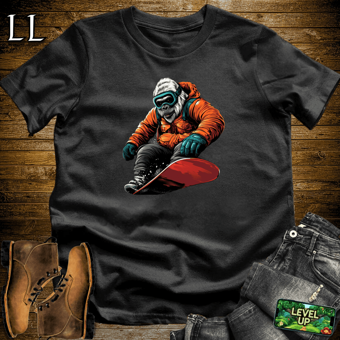 Snowboard Gorilla Softstyle Tee Black | Winter Beast Tee