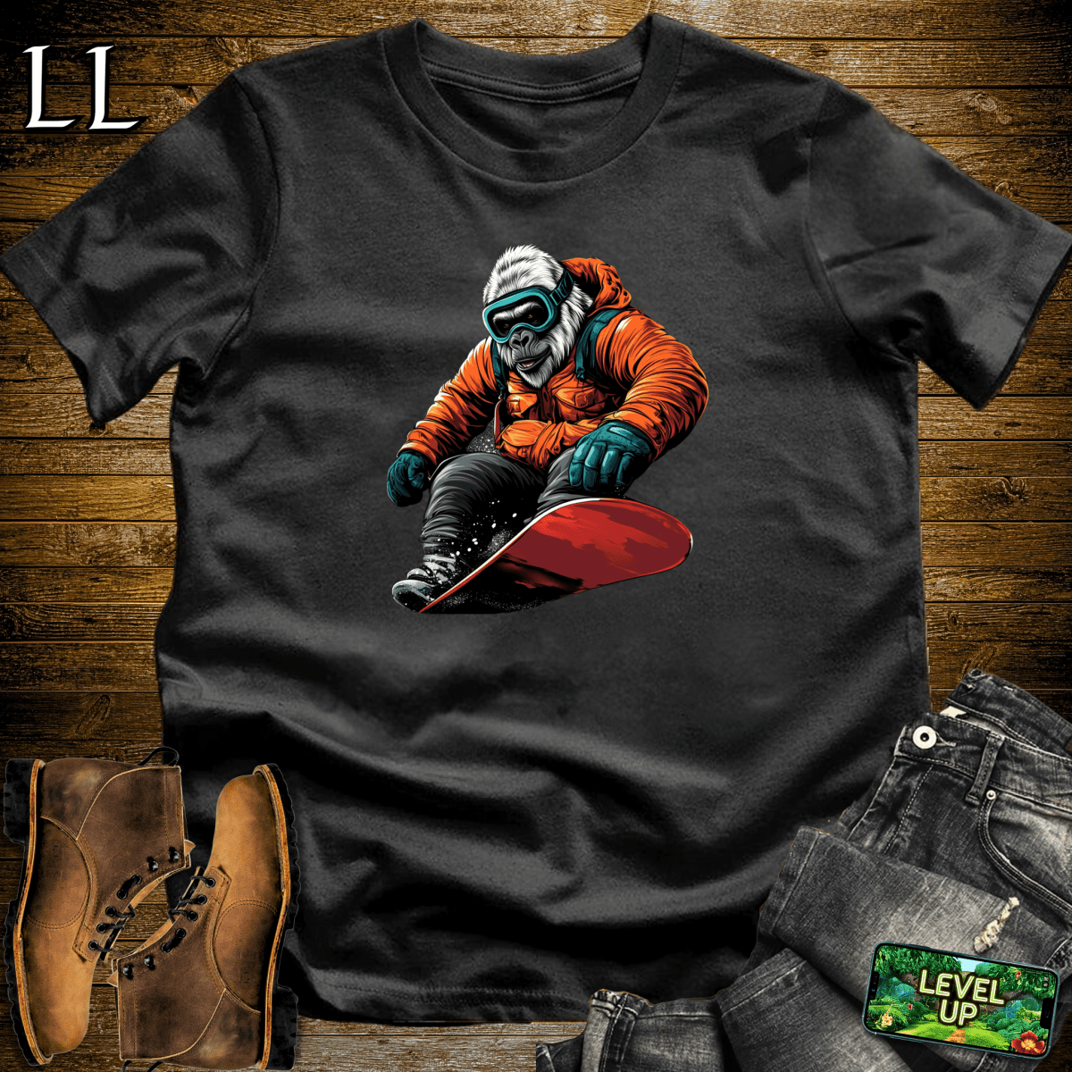 Snowboard Gorilla Softstyle Tee - Black - LegacyLayers
