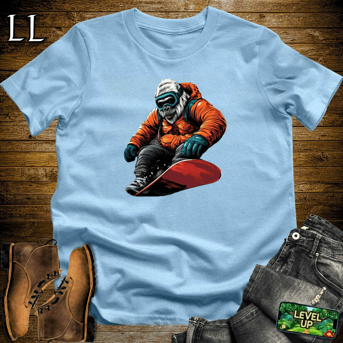 Snowboard Gorilla Softstyle Tee Light Blue | Winter Beast Tee