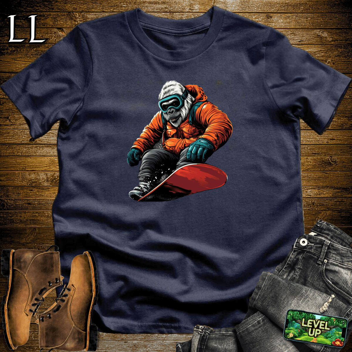 Snowboard Gorilla Softstyle Tee - Navy - LegacyLayers