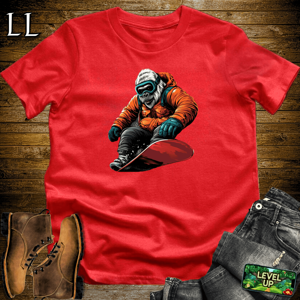 Snowboard Gorilla Softstyle Tee - Red - LegacyLayers