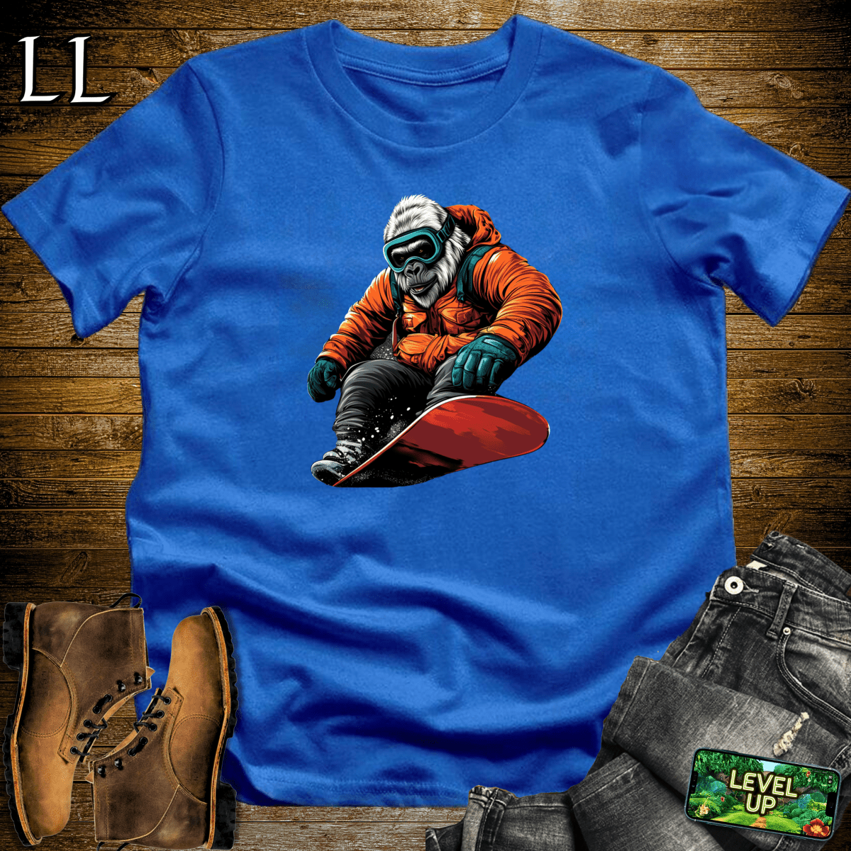Snowboard Gorilla Softstyle Tee - Royal - LegacyLayers