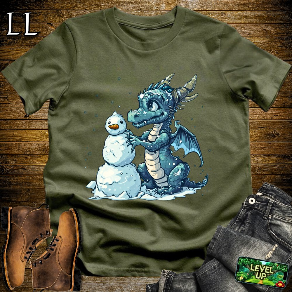 Snowman Dragon Softstyle Tee - Military Green - LegacyLayers