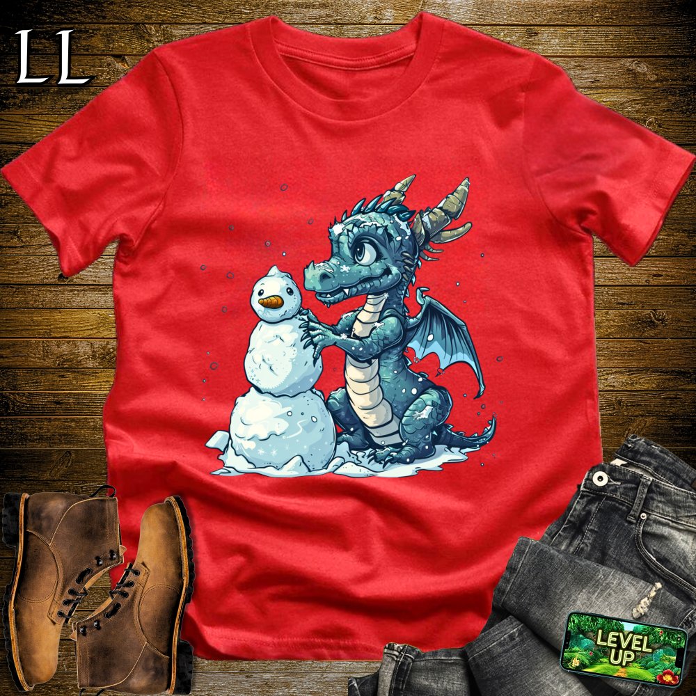 Snowman Dragon Softstyle Tee - Red - LegacyLayers