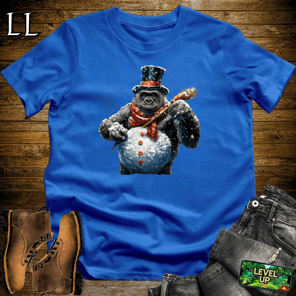 Snowman Gorilla Softstyle Tee - Royal - LegacyLayers