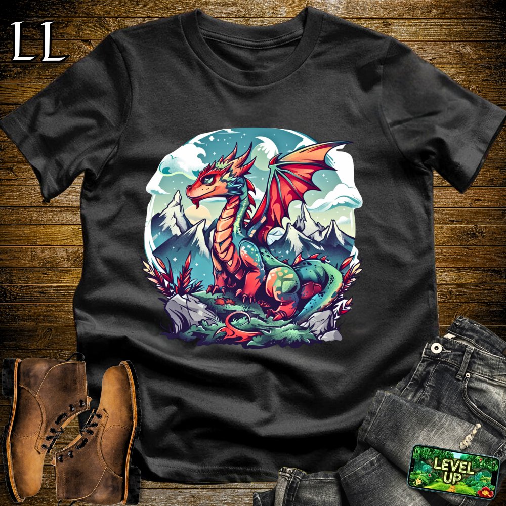 Snowy Mountain Dragon Softstyle Tee - Black - LegacyLayers