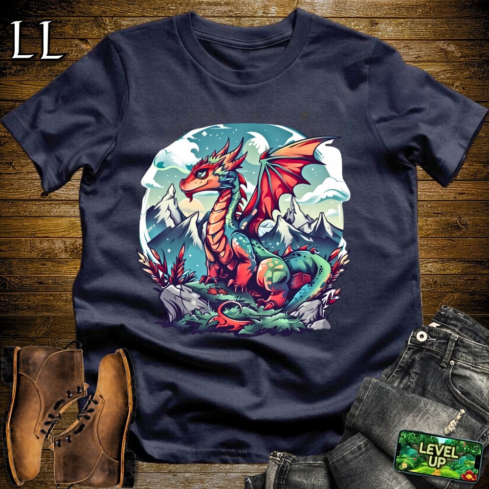 Snowy Mountain Dragon Softstyle Tee - Navy - LegacyLayers