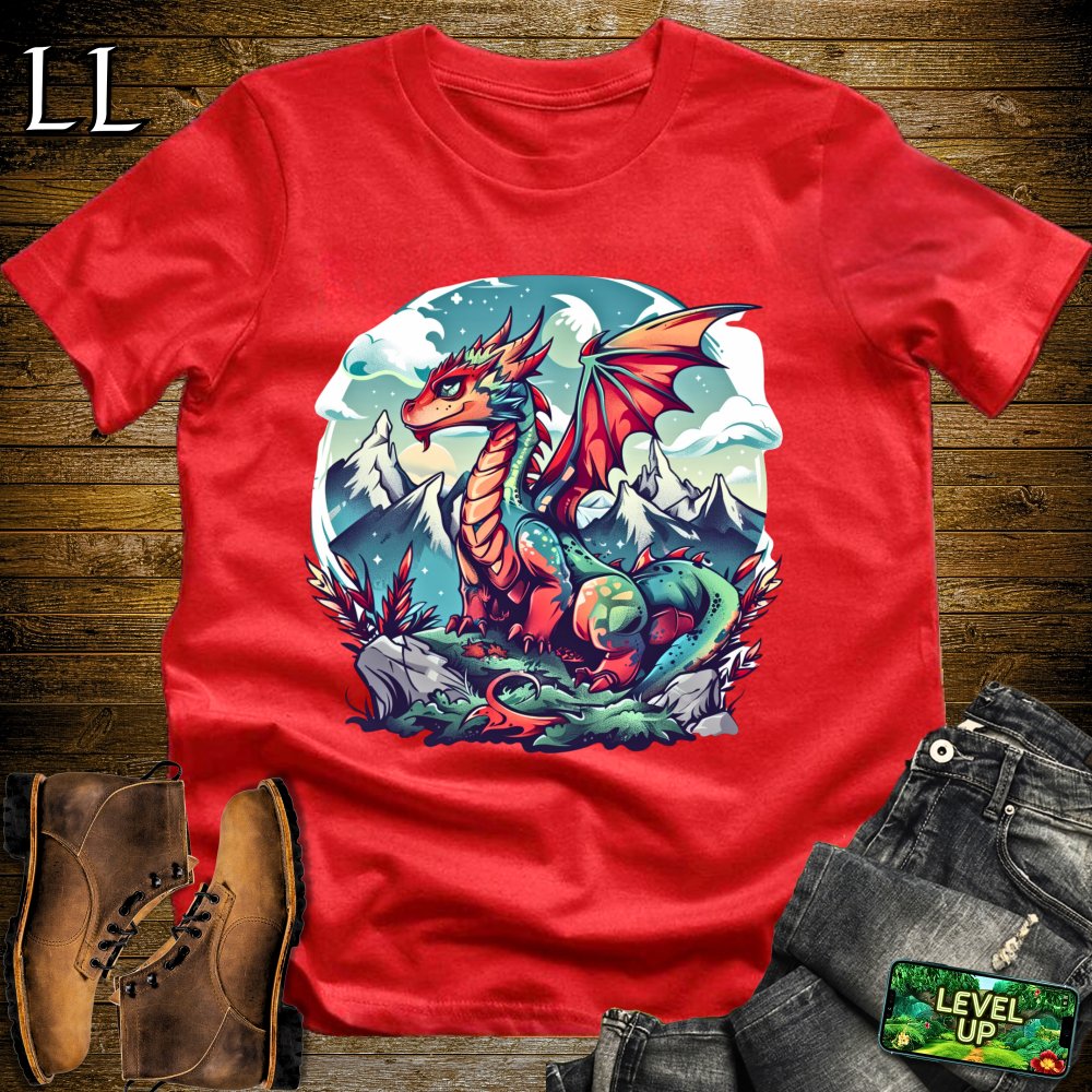 Snowy Mountain Dragon Softstyle Tee - Red - LegacyLayers