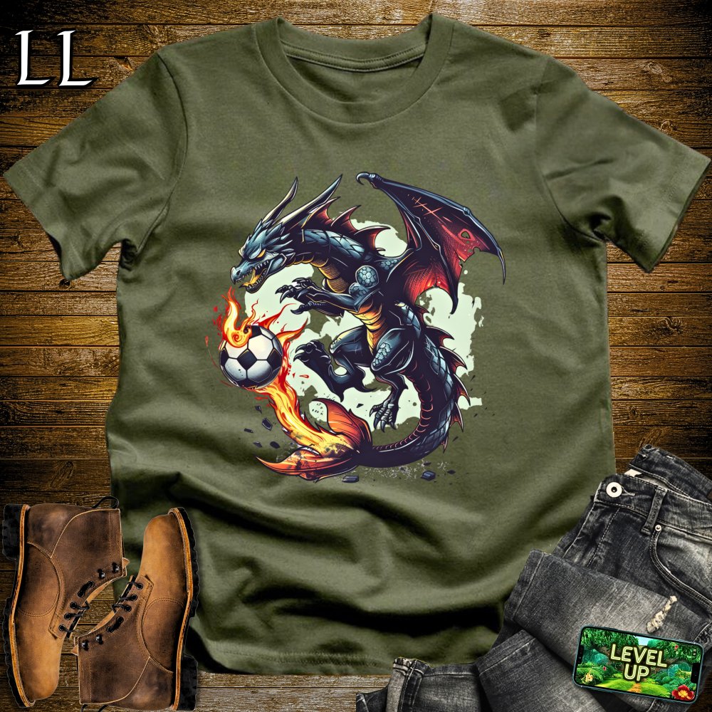 Soccer Dragon Softstyle Tee - Military Green - LegacyLayers