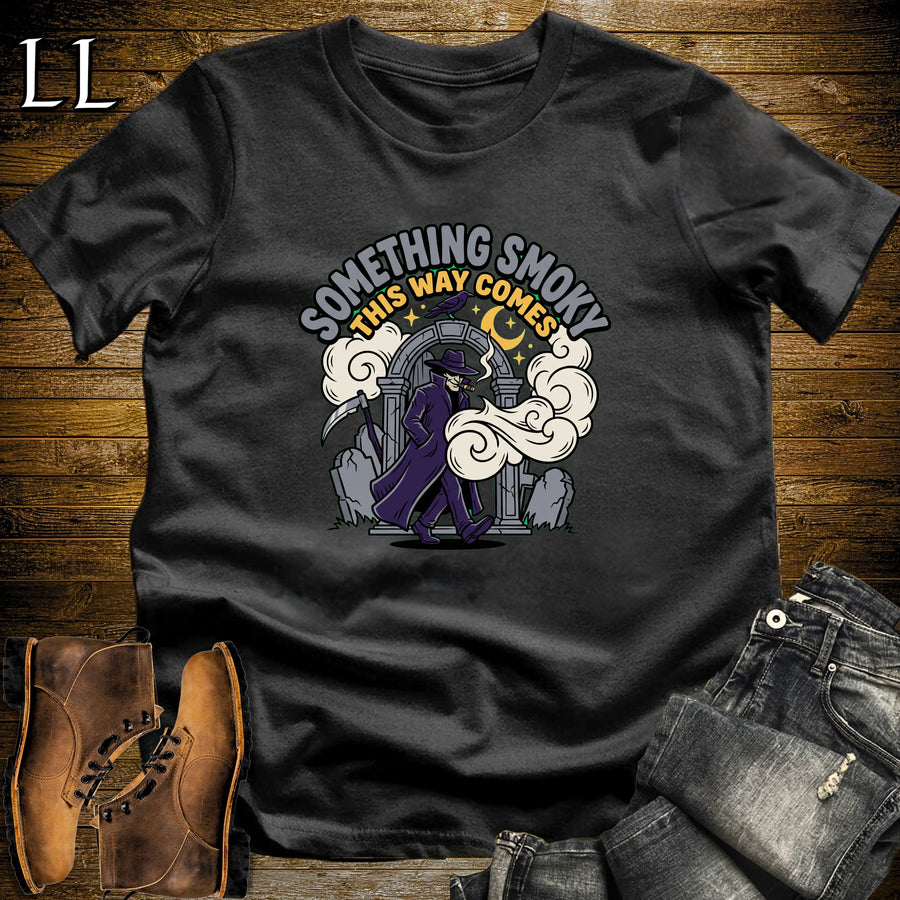 Something Smoky This Way Comes Shadow Figure Cigar T-Shirt Black | Shadow Figure Cigar Tee
