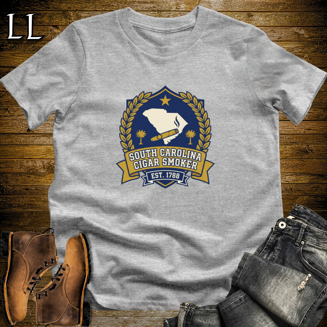South Carolina Cigar Smoker Shield T-Shirt Sport Grey | South Carolina Cigar Society Tee