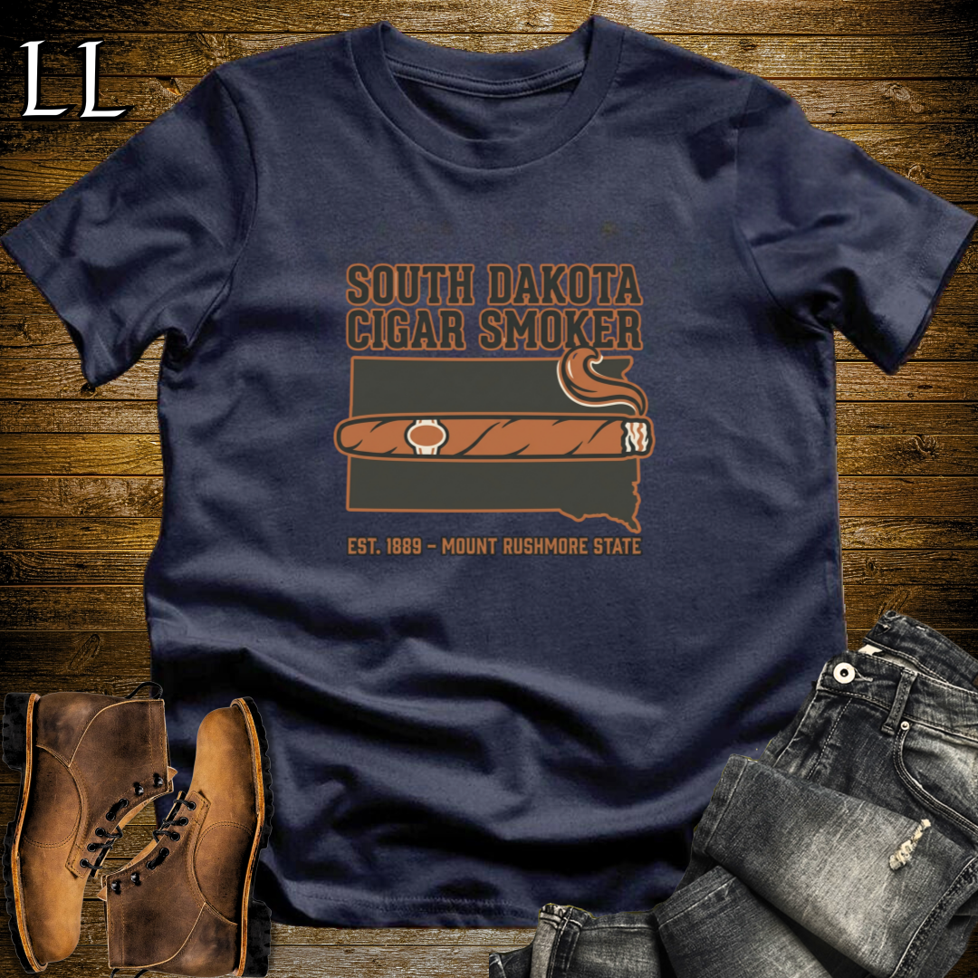 South Dakota Cigar Smoker T-Shirt Navy | South Dakota Cigar Society Tee
