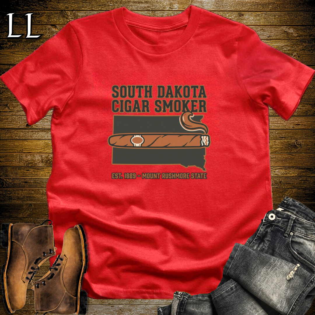 South Dakota Cigar Smoker T-Shirt Red | South Dakota Cigar Society Tee