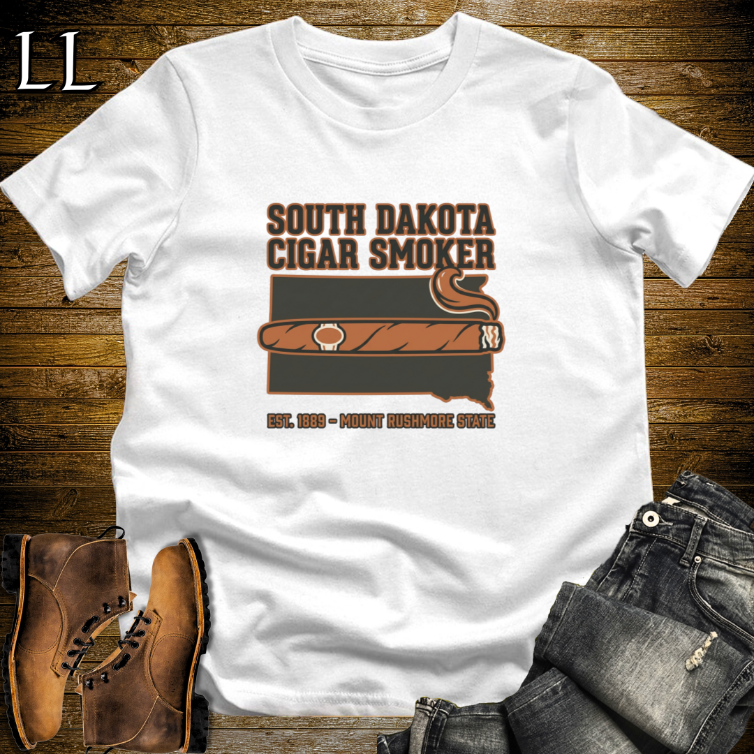 South Dakota Cigar Smoker T-Shirt White | South Dakota Cigar Society Tee