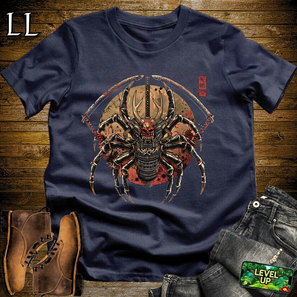 Spider Samurai Navy | Arachnid Warrior Graphic Tee