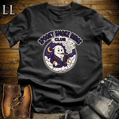 Spooky Smoke Rings Club Ghost Badge Cigar T-Shirt Black | Ghost Badge Cigar Tee