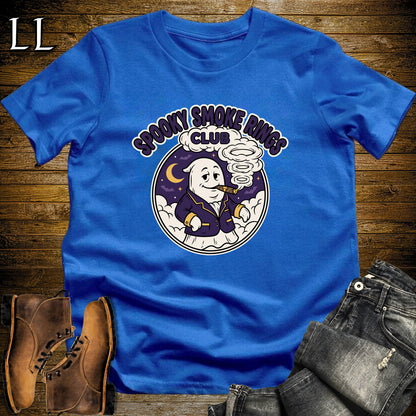 Spooky Smoke Rings Club Ghost Badge Cigar T-Shirt Royal | Ghost Badge Cigar Tee