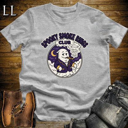 Spooky Smoke Rings Club Ghost Badge Cigar T-Shirt Sport Grey | Ghost Badge Cigar Tee
