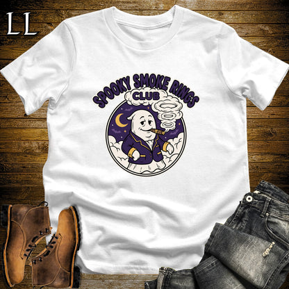 Spooky Smoke Rings Club Ghost Badge Cigar T-Shirt White | Ghost Badge Cigar Tee