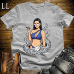 Azura's Smoke Break Cigar Girl T-Shirt Sport Grey | Cigar Pin-Up Girl Tee