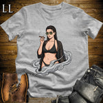 Oscura's Smoke Break Cigar Girl T-Shirt Sport Grey | Cigar Pin-Up Girl Tee