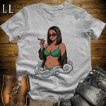 Esmeralda's Smoke Break Cigar Girl T-Shirt Sport Grey | Cigar Pin-Up Girl Tee