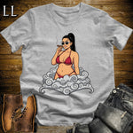 Valentina's Smoke Break Cigar Girl T-Shirt Sport Grey | Cigar Pin-Up Girl Tee