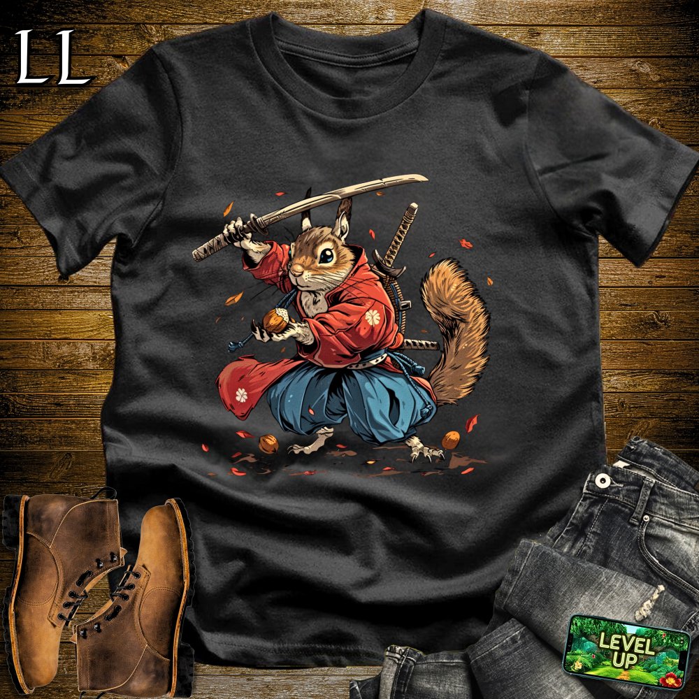 Squirrel Samurai Black | Nature Warrior Graphic Tee