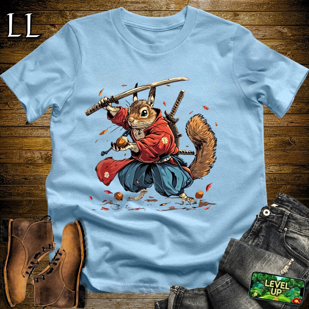 Squirrel Samurai Light Blue | Nature Warrior Graphic Tee