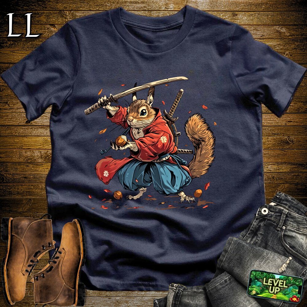 Squirrel Samurai Navy | Nature Warrior Graphic Tee
