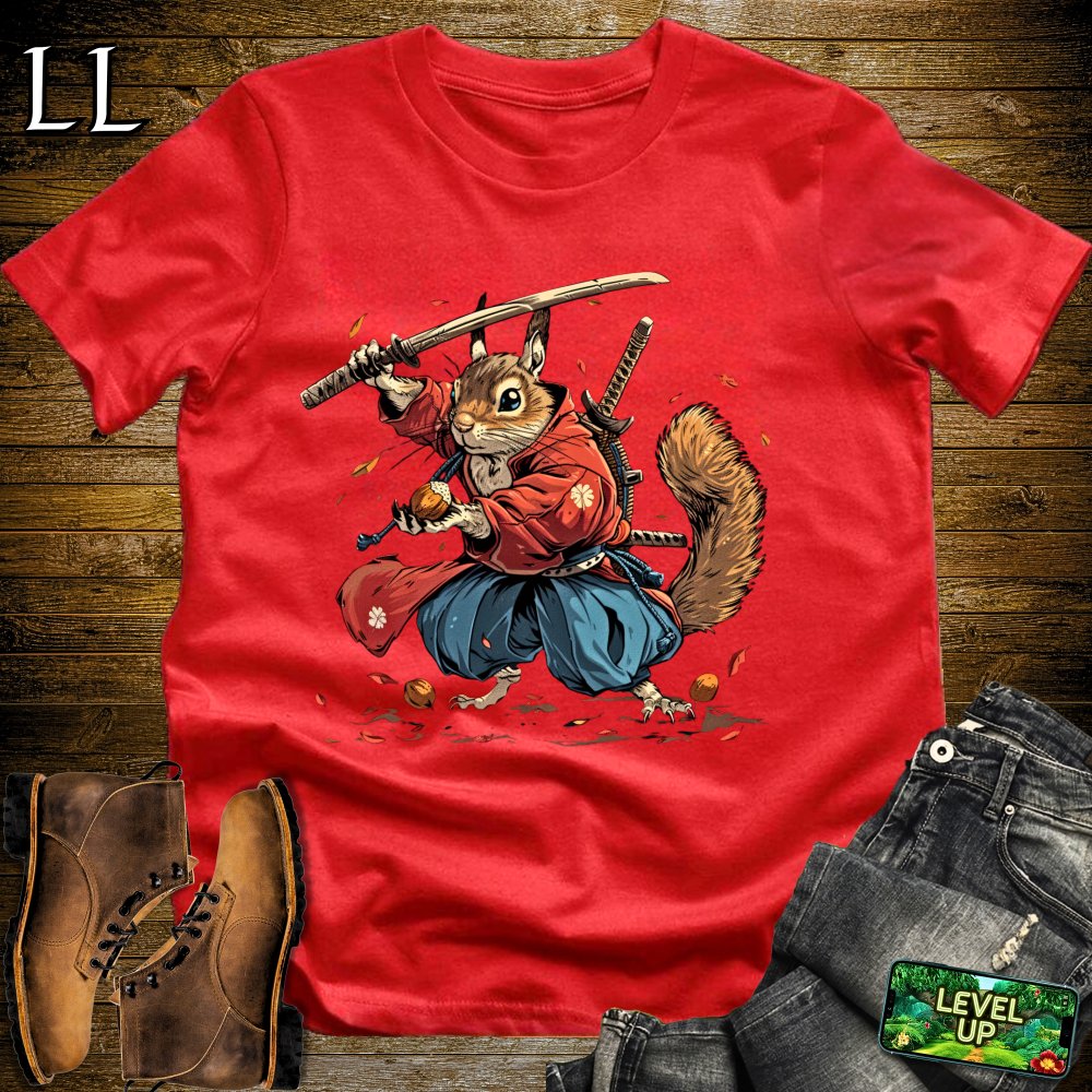 Squirrel Samurai Softstyle Tee - Red - LegacyLayers