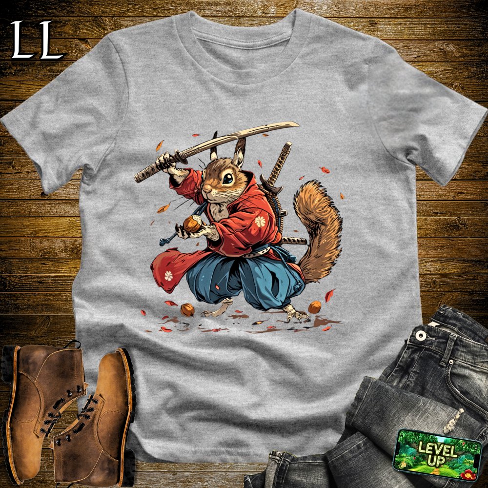 Squirrel Samurai Sport Grey | Nature Warrior Graphic Tee