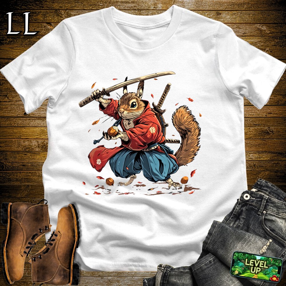 Squirrel Samurai White | Nature Warrior Graphic Tee