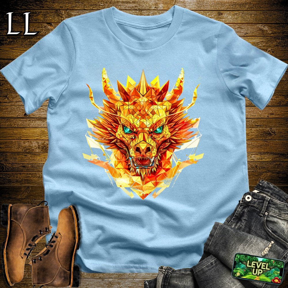 Stained Glass Dragon Softstyle Tee - Light Blue - LegacyLayers