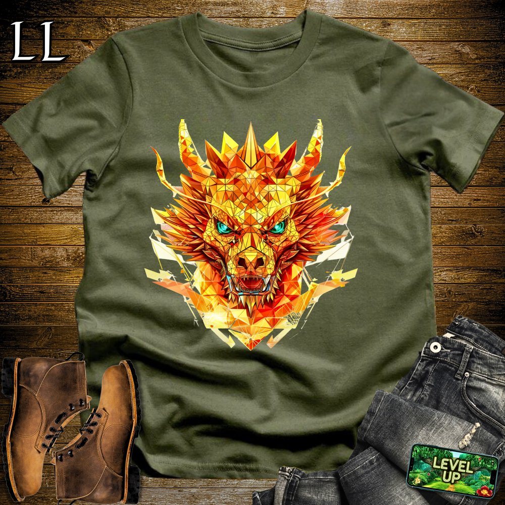 Stained Glass Dragon Softstyle Tee - Military Green - LegacyLayers