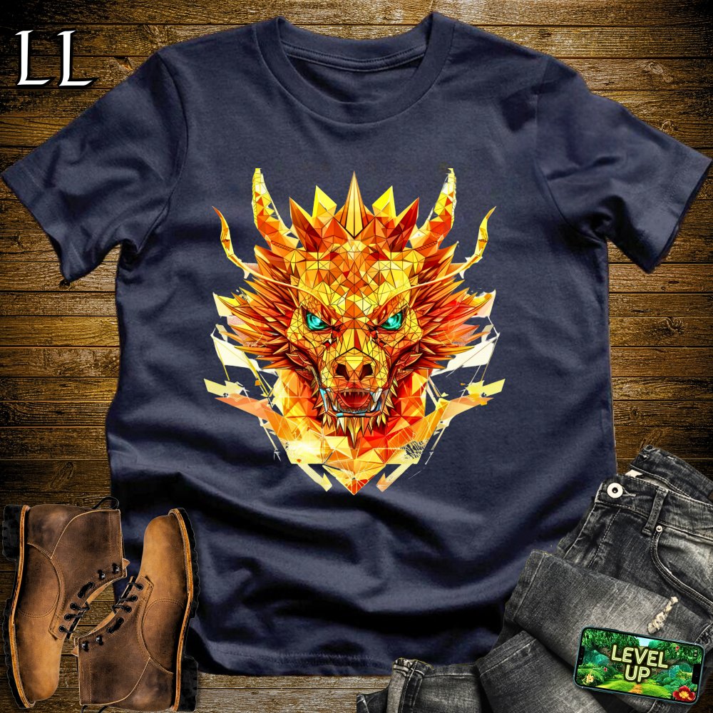 Stained Glass Dragon Softstyle Tee - Navy - LegacyLayers