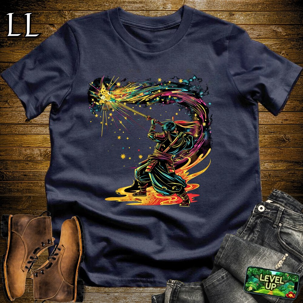 Star Slicer Samurai Navy | Space Warrior Graphic Tee